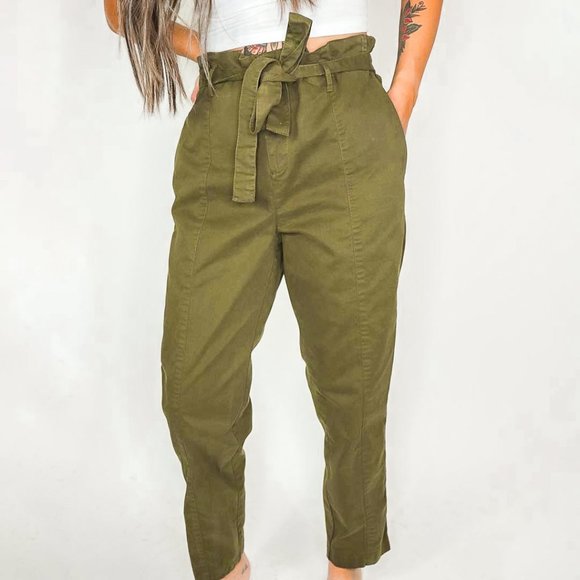 Lucky Brand Pants - LUCKY BRAND High Waist Paperbag Pants in Green Size L